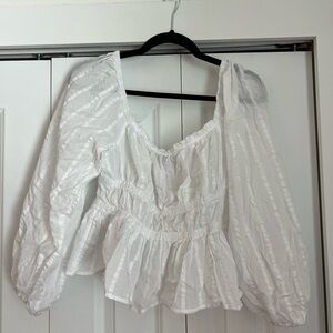 Elegant White Peasant Blouse